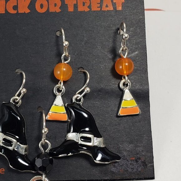 Halloween Luxe Trio: Candy Corn, Witch Hat & Trick-or-Treat Bucket Earrings - Picture 8 of 10